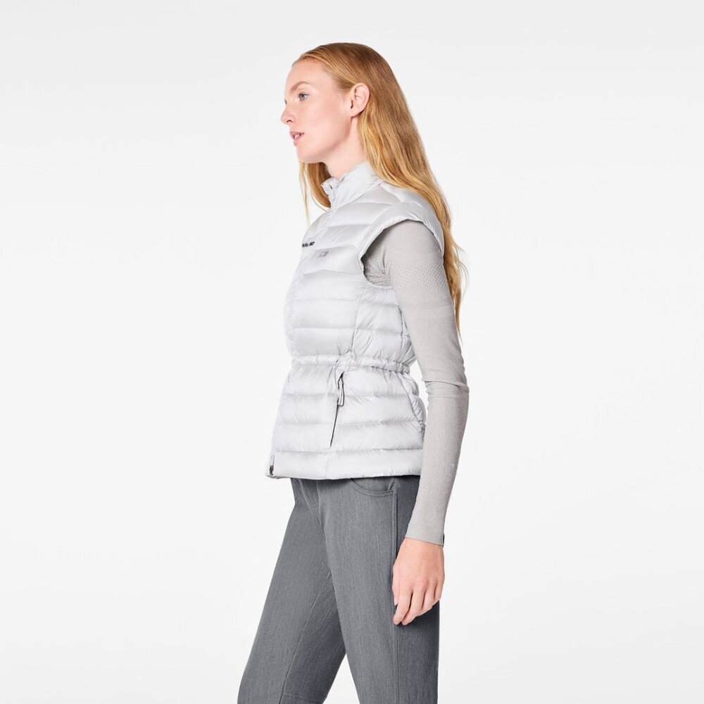 New Figs Womens sz XLarge On Shift Metallic Puffer Vest silver nylon nursing - Picture 3 of 5